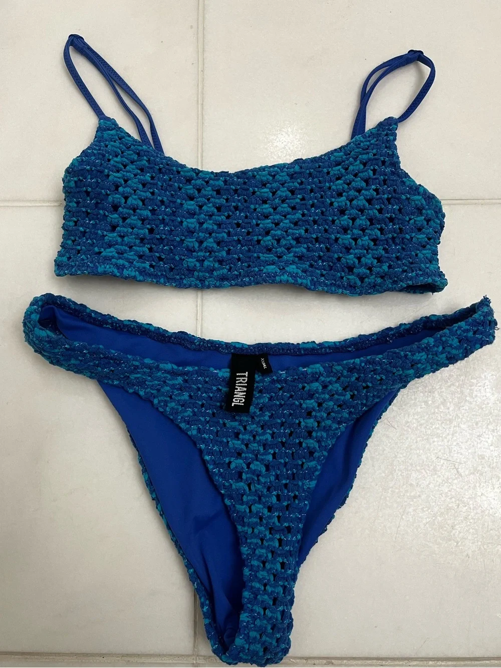 triangl swimwear Blue Crochet Bikini Set - Picture 1 of 11